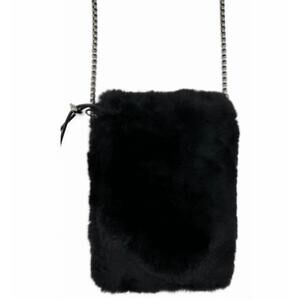 NEW LINDA RICHARDS women's linda multi crossbody bag in black rex rabbit fur